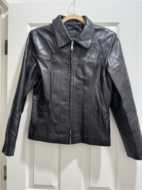 Leather Zip-Front Jacket - Black